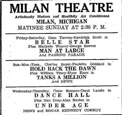 Milan Cinema - Jan 29 1942 Ad